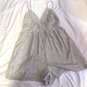 Cute white dotted short jumpsuit romper